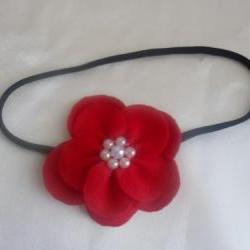 big red felt flower hair pin accessoriesblack elastic hair accessory